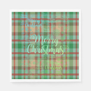 Guardanapo De Papel Feliz Livro de Natal Napkins, Xadrez Verde e Verme