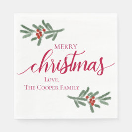 Guardanapo De Papel Feliz Natal - Airelas Holly, abeto