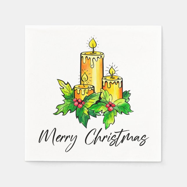 Guardanapo De Papel Feliz Natal Amarelo E Feliz ano novo Napkins (Frente)