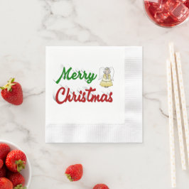 Guardanapo De Papel Feliz Natal Angel red script verde