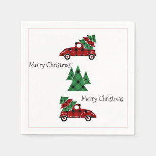 Guardanapo De Papel Feliz Natal Antiquado Feriado Vermelho Nápoles