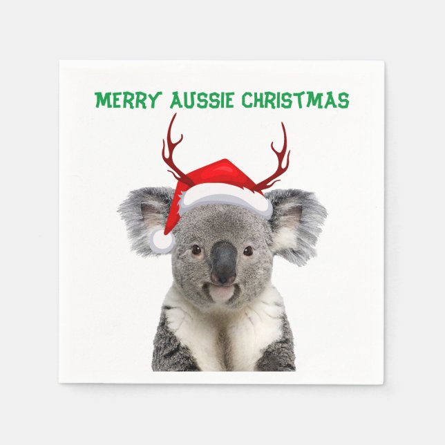 Guardanapo De Papel Feliz Natal Australiano Koala  (Frente)