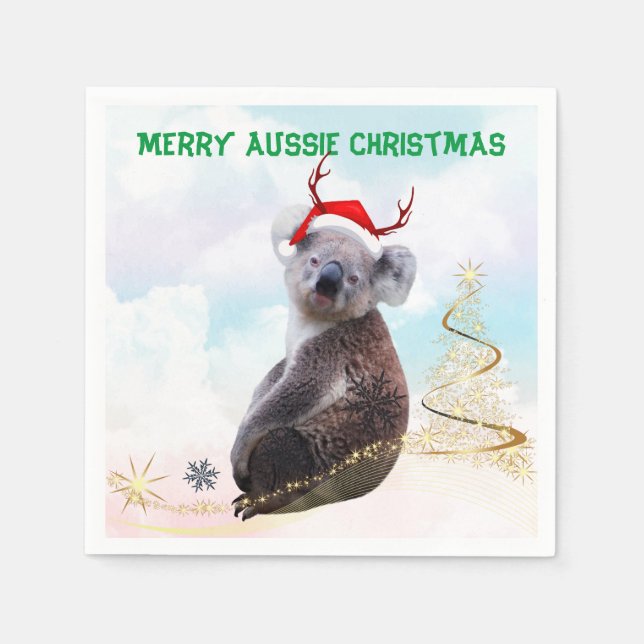 Guardanapo De Papel Feliz Natal Australiano Koala  (Frente)