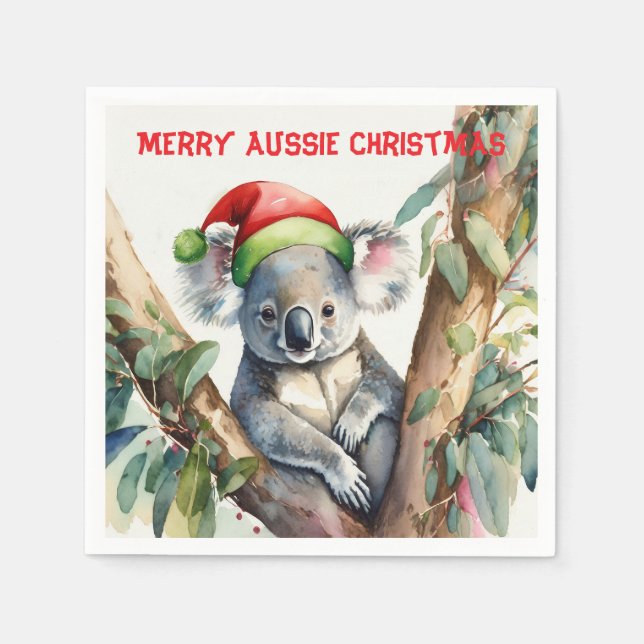 Guardanapo De Papel Feliz Natal Australiano Koala  (Frente)