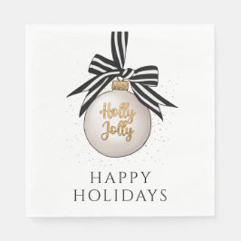 Guardanapo De Papel Feliz Natal Bauble White Black