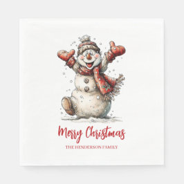 Guardanapo De Papel Feliz Natal Boneco de Neve