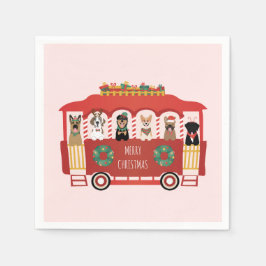 Guardanapo De Papel Feliz Natal Cães Feriado Trolly