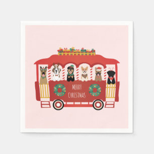 Guardanapo De Papel Feliz Natal Cães Feriado Trolly