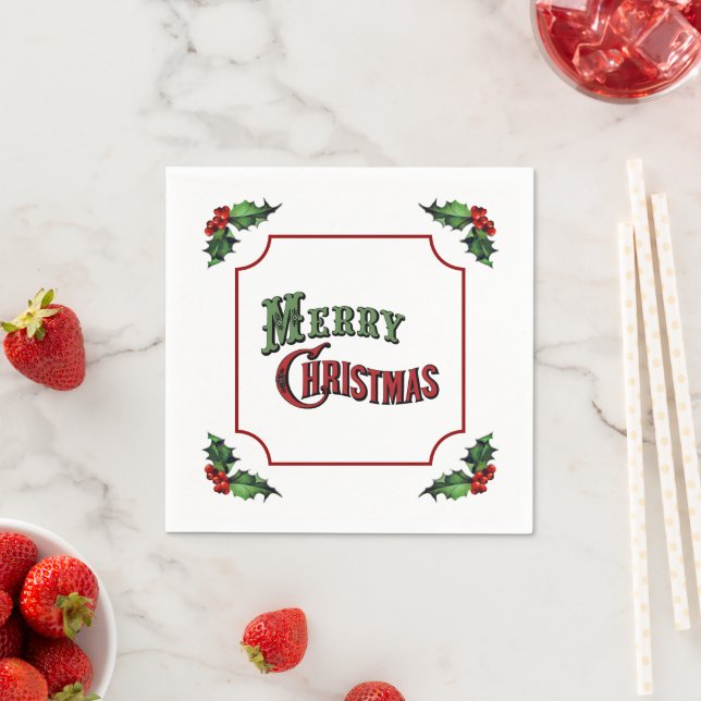 Guardanapo De Papel Feliz Natal com Azevinho (Insitu)