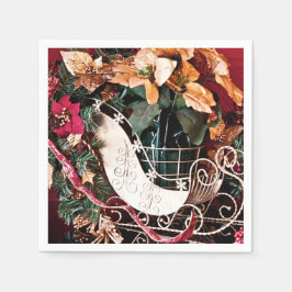 Guardanapo De Papel Feliz Natal com Dourado Sleigh