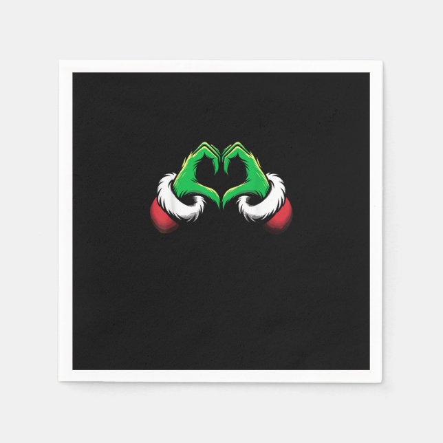 Guardanapo De Papel Feliz Natal das mãos do coração (Frente)