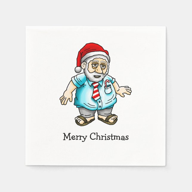 Guardanapo De Papel Feliz Natal de Papais noeis em Sandals (Frente)