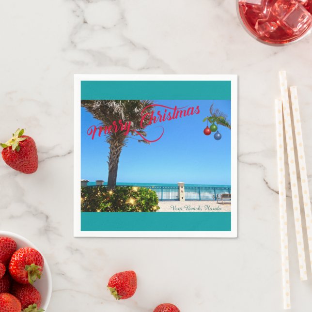 Guardanapo De Papel Feliz Natal de Vero Beach Oceanfront (Insitu)