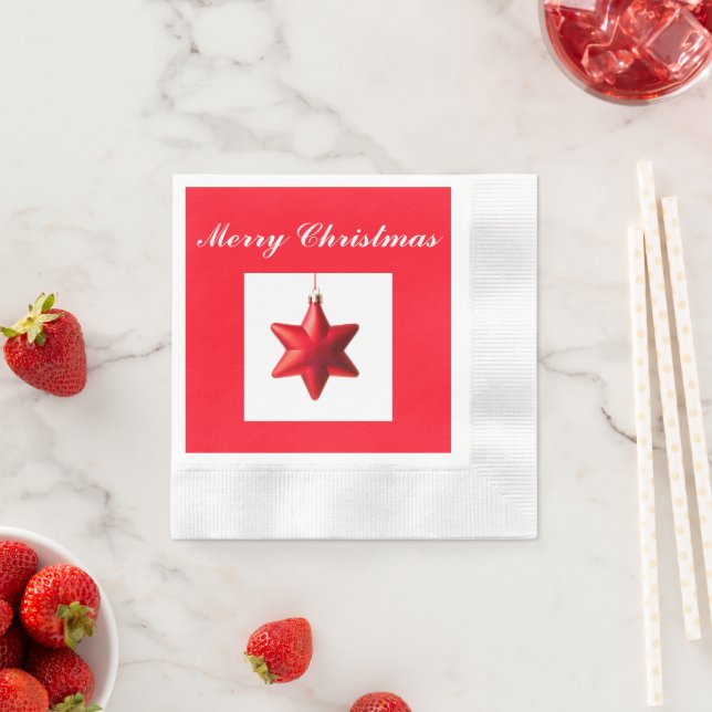 Guardanapo De Papel Feliz Natal, decoração de estrelas vermelhas com t (Insitu)