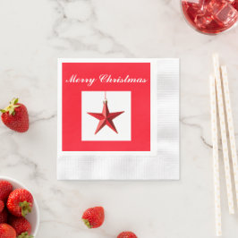 Guardanapo De Papel Feliz Natal, decoração de estrelas vermelhas com t
