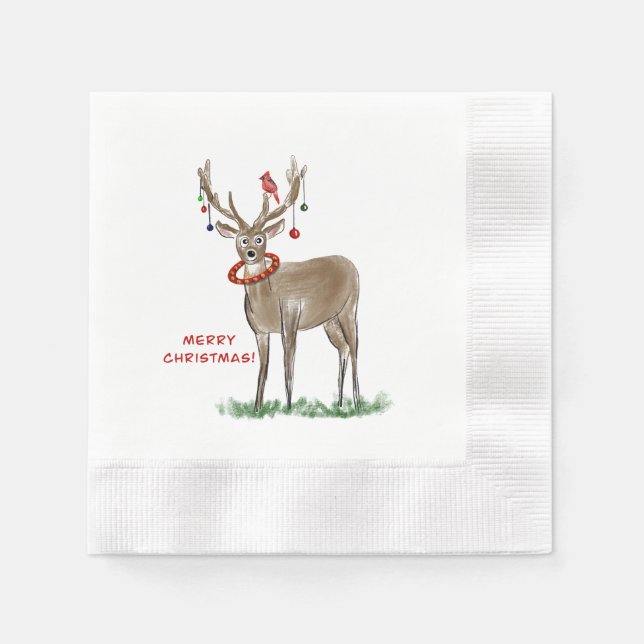 Guardanapo De Papel Feliz Natal Deer napkins (Frente)
