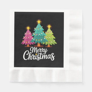 Guardanapo De Papel Feliz Natal Diversão Projeto Colorido de Árvore de