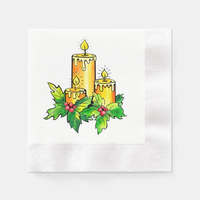 Guardanapo De Papel Feliz Natal E Feliz ano novo Amarelos (Frente)