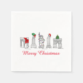 Guardanapo De Papel Feliz Natal Edifícios NYC Feriado