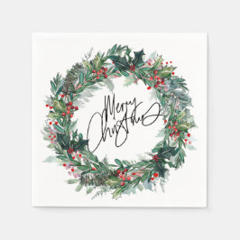 Guardanapo De Papel Feliz Natal Feriado de Berry Wreath