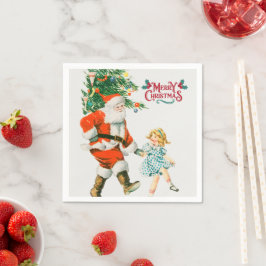 Guardanapo De Papel Feliz Natal Feriado de papais noeis Vintage