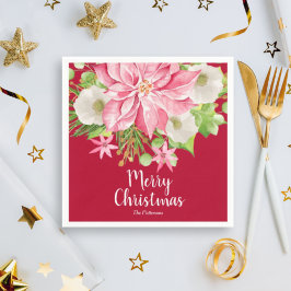 Guardanapo De Papel Feliz Natal Feriado de Poinsettia