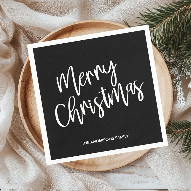 Guardanapo De Papel Feliz Natal Feriado Negro (Criador carregado)