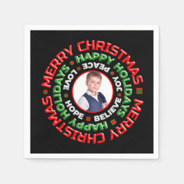 Guardanapo De Papel Feliz Natal Feriados Personalizar Foto da Família