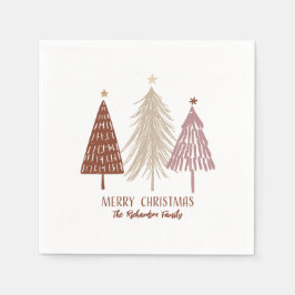 Guardanapo De Papel Feliz Natal Festivo Árvores Feriais