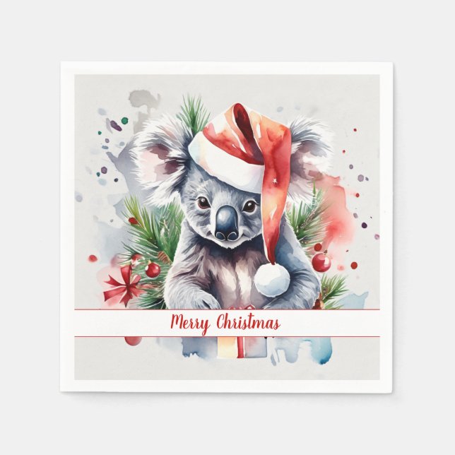 Guardanapo De Papel Feliz Natal Festivo Koala - (Frente)