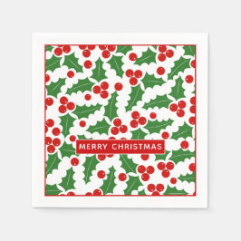 Guardanapo De Papel Feliz Natal, framboesa, vermelho e verde