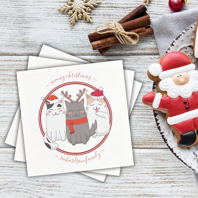 Guardanapo De Papel Feliz Natal Gatos (Criador carregado)