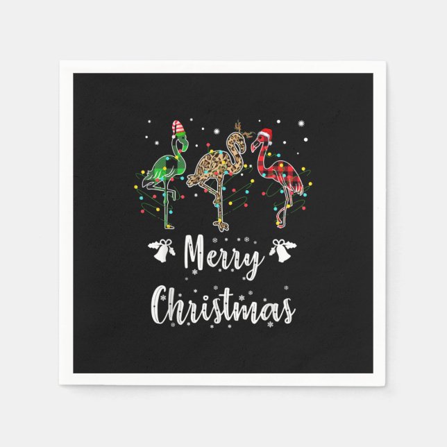 Guardanapo De Papel Feliz Natal Leopard Red Green Xadrez Flamingo (Frente)