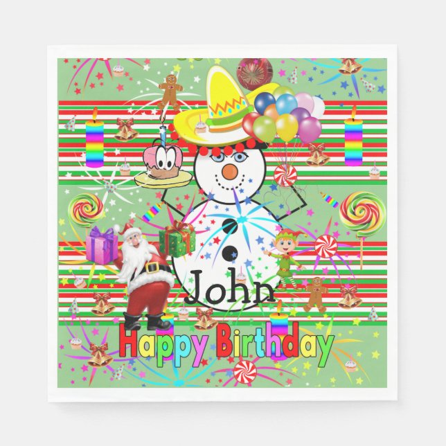 Guardanapo De Papel Feliz Natal Livro de Aniversário Nápoles, Feliz (Frente)