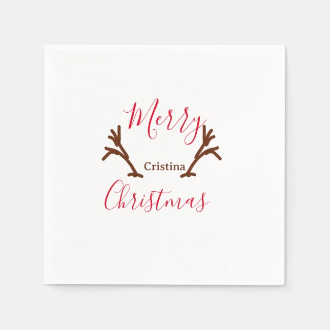 Guardanapo De Papel Feliz Natal, marrom-rena-chifre, feriado (Frente)