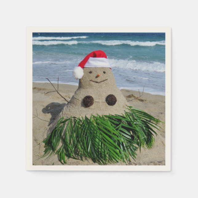 Guardanapo De Papel Feliz Natal Mele Kalikimaka Sandman Snowman (Frente)