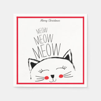 Guardanapo De Papel Feliz Natal Meow Gato Bonito