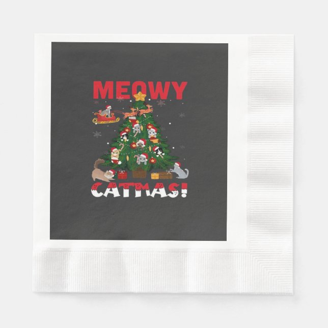 Guardanapo De Papel Feliz Natal Meowy (Frente)