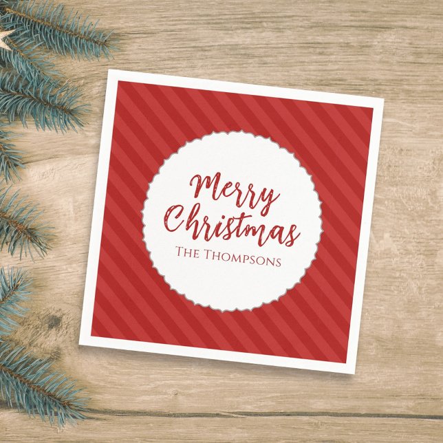 Guardanapo De Papel Feliz Natal Mínimo Simples Vermelho Strike (Criador carregado)