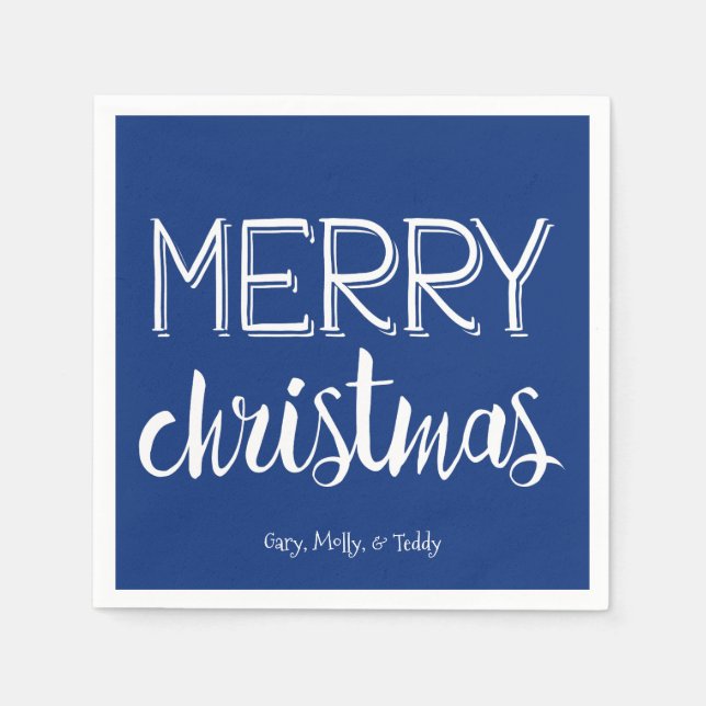 Guardanapo De Papel Feliz Natal Monograma Feriado Napkin (Frente)