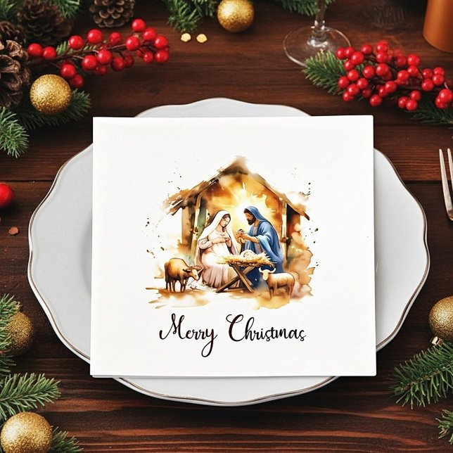 Guardanapo De Papel Feliz Natal Natividade (Criador carregado)