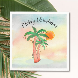Guardanapo De Papel Feliz Natal Palm Trees Napkins