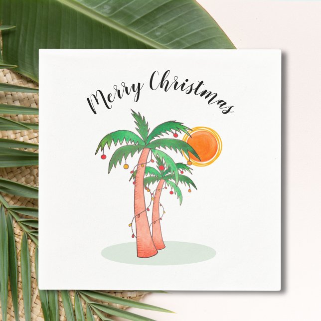 Guardanapo De Papel Feliz Natal Palm Trees Sun Napkins (Criador carregado)