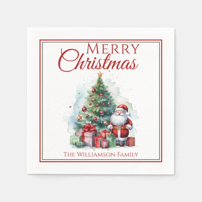 Guardanapo De Papel Feliz Natal Papai Noel (Frente)