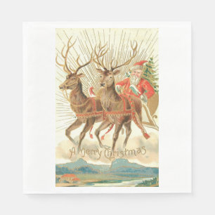 Guardanapo De Papel Feliz Natal (Papais noeis e sua Reindeer)