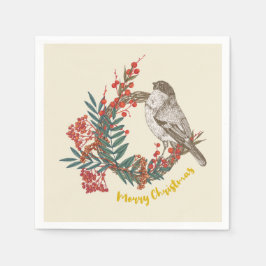 Guardanapo De Papel Feliz Natal Pird Wreath