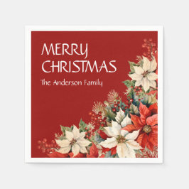 Guardanapo De Papel Feliz Natal Poinsettias