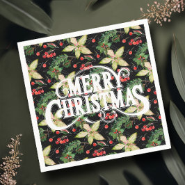 Guardanapo De Papel Feliz Natal Poinsettias Holiday