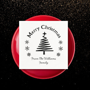 Guardanapo De Papel feliz natal, preto e branco, simples moderno