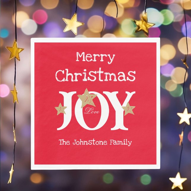 Guardanapo De Papel Feliz Natal - Script Chic Vermelho de Natal (Brighten up your festive holiday gathering with these bold Christmas red paper napkins.)